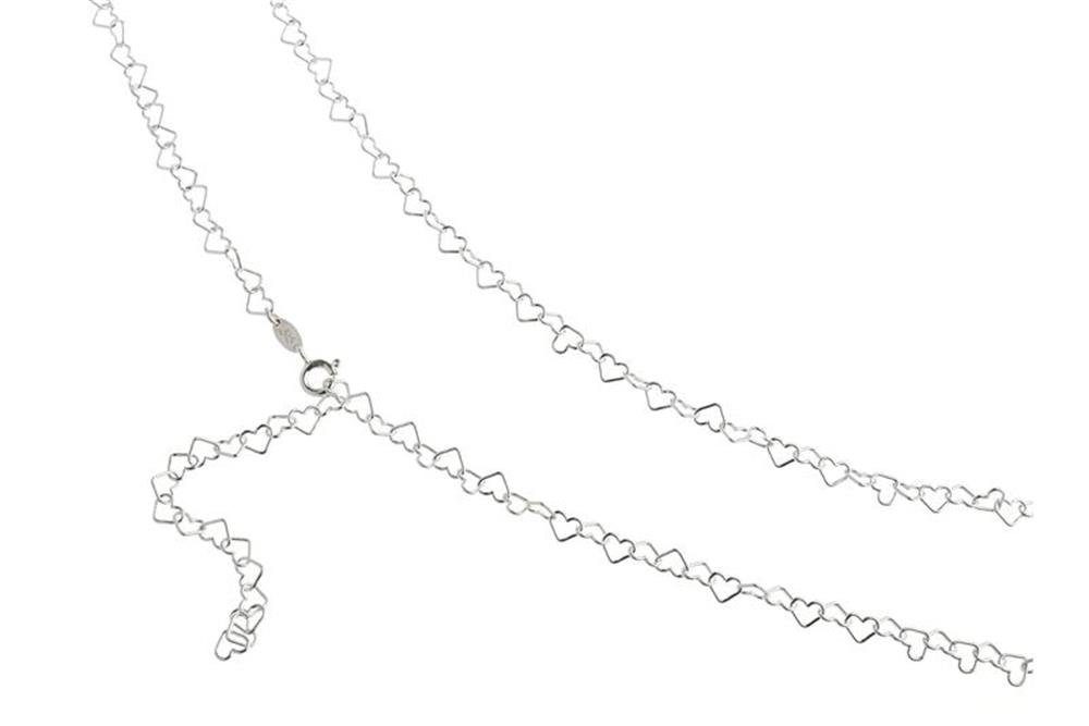 Silberkettenstore Bauchkette Bauchkette Herzen - 925 Silber, Länge wählbar von 65-110cm
