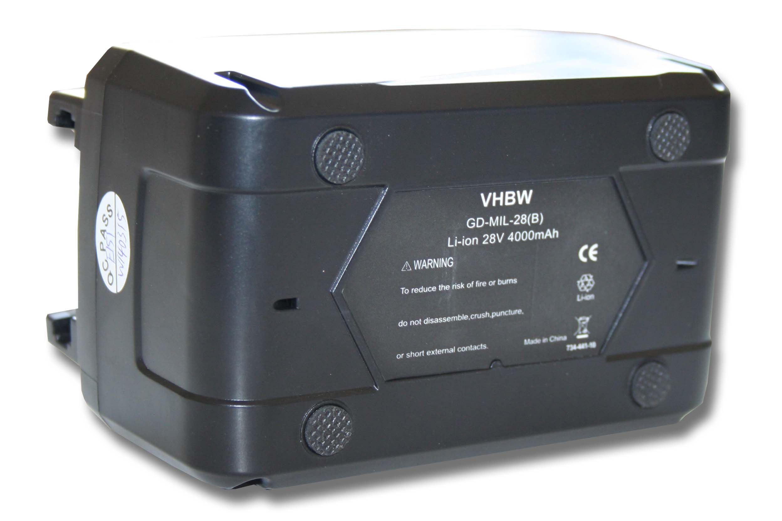 vhbw Akku passend für Kompatibel mit Milwaukee HD28 AG 125 Winkelschleifer, HD28 AG Winkelschleifer Elektrowerkzeug (4000mAh, 28V, Li-Ion) 4000 mAh