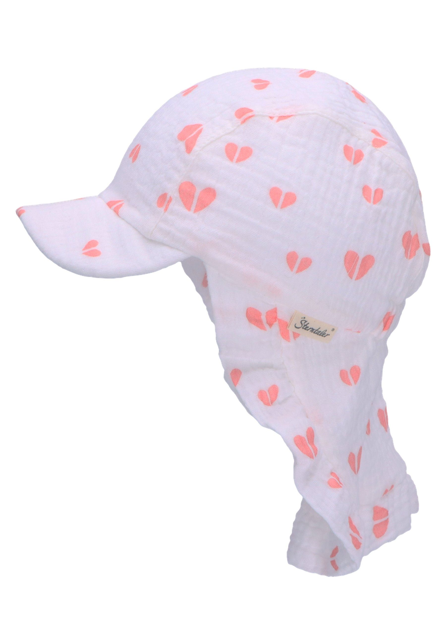 bedruckt, Schirmmütze Sterntaler® Babymütze Sommermütze Motiven Baby (1-St., Schirmmütze mit Kinder) Herzen Mütze mit Nackenschutz, Nackensch. süßen Mütze Schirmmütze
