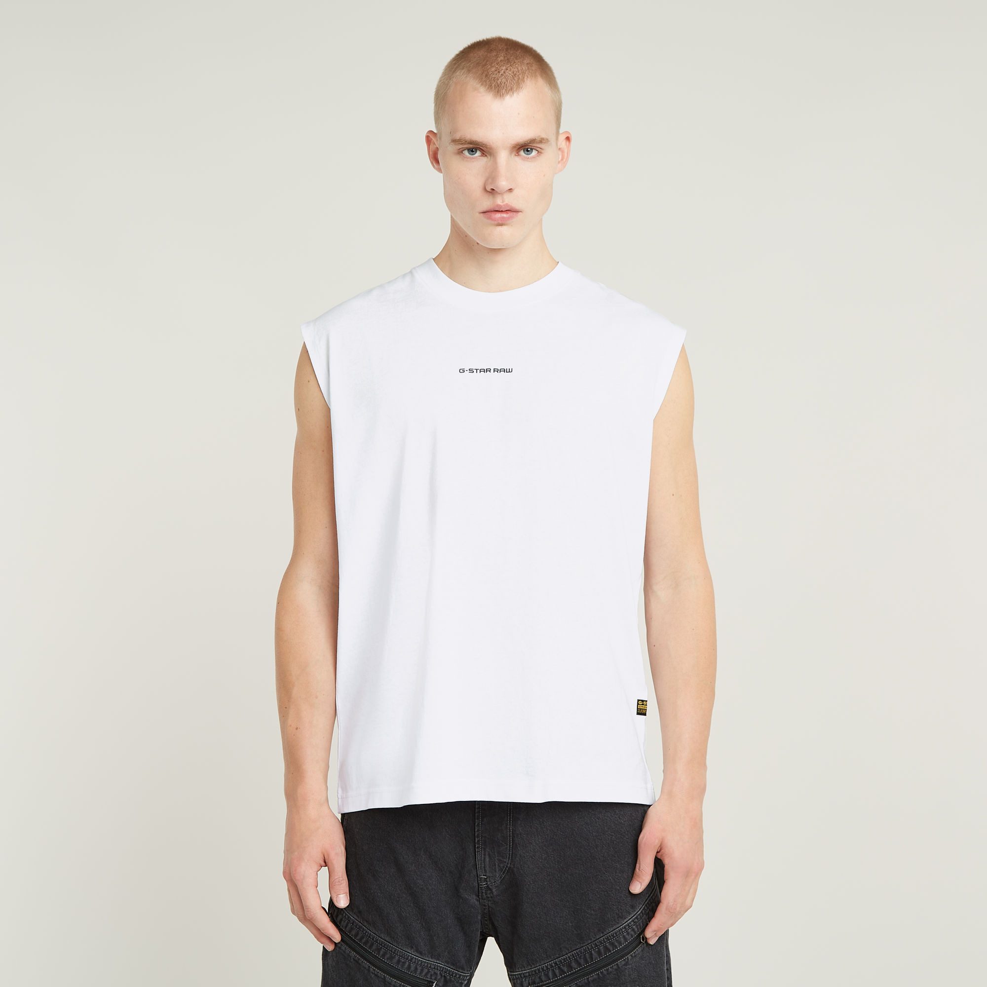 G-STAR Rundhalsshirt Boxy ärmellos, Logoschriftzug