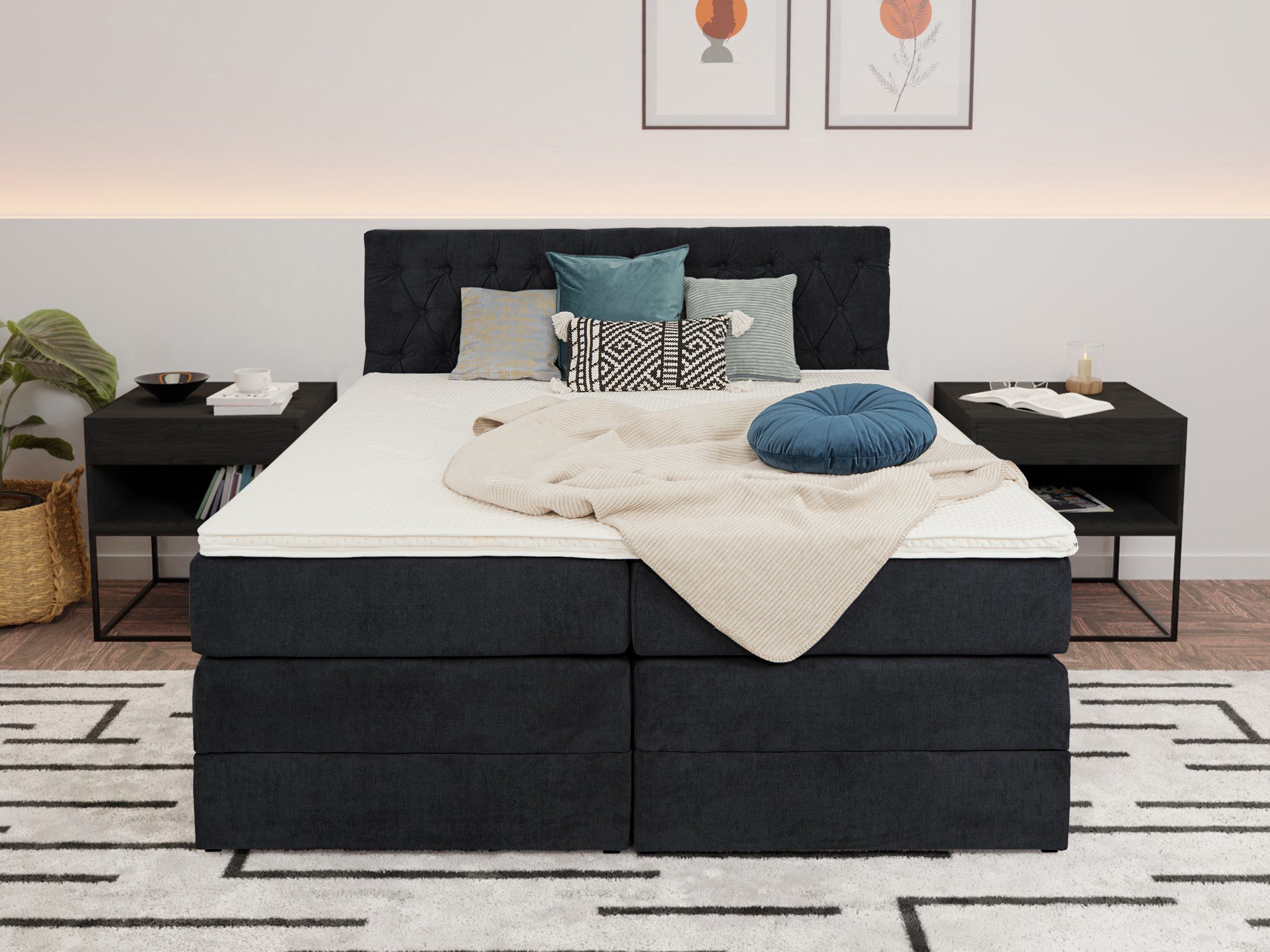 wonello Boxspringbett Verona 2, mit Bettkasten günstig online kaufen
