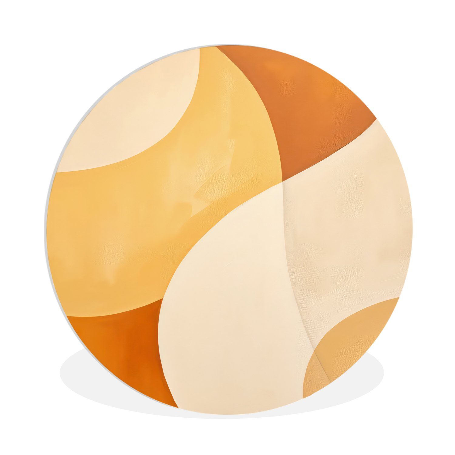 Wohnzimmer, St), Gemälde MuchoWow cm Abstrakt Orange, - Forex, (1 - Rundes - Beige 30x30 Modern Kreis - Wandbild, Muster Wanddekoration