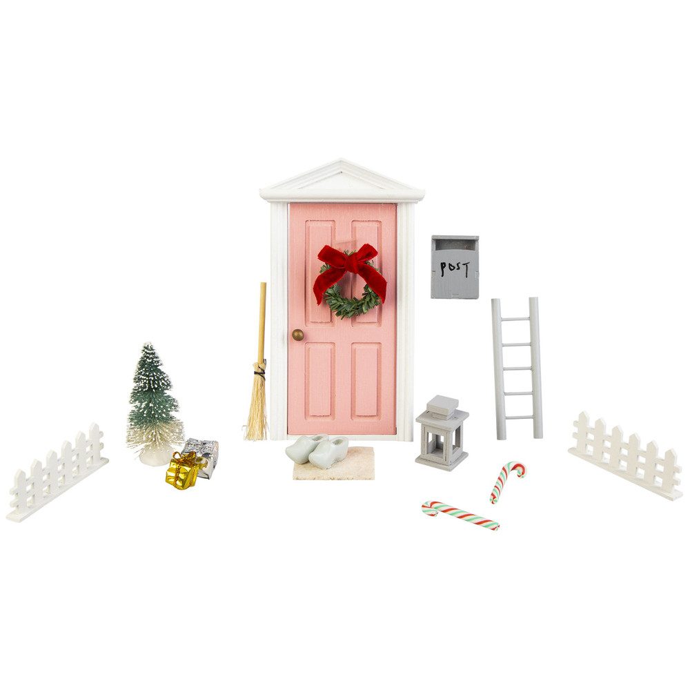 MICA Weihnachtsfigur Dekoset Wichteltür - 16-teilig - rosa/weiß - ca. 10,2 günstig online kaufen