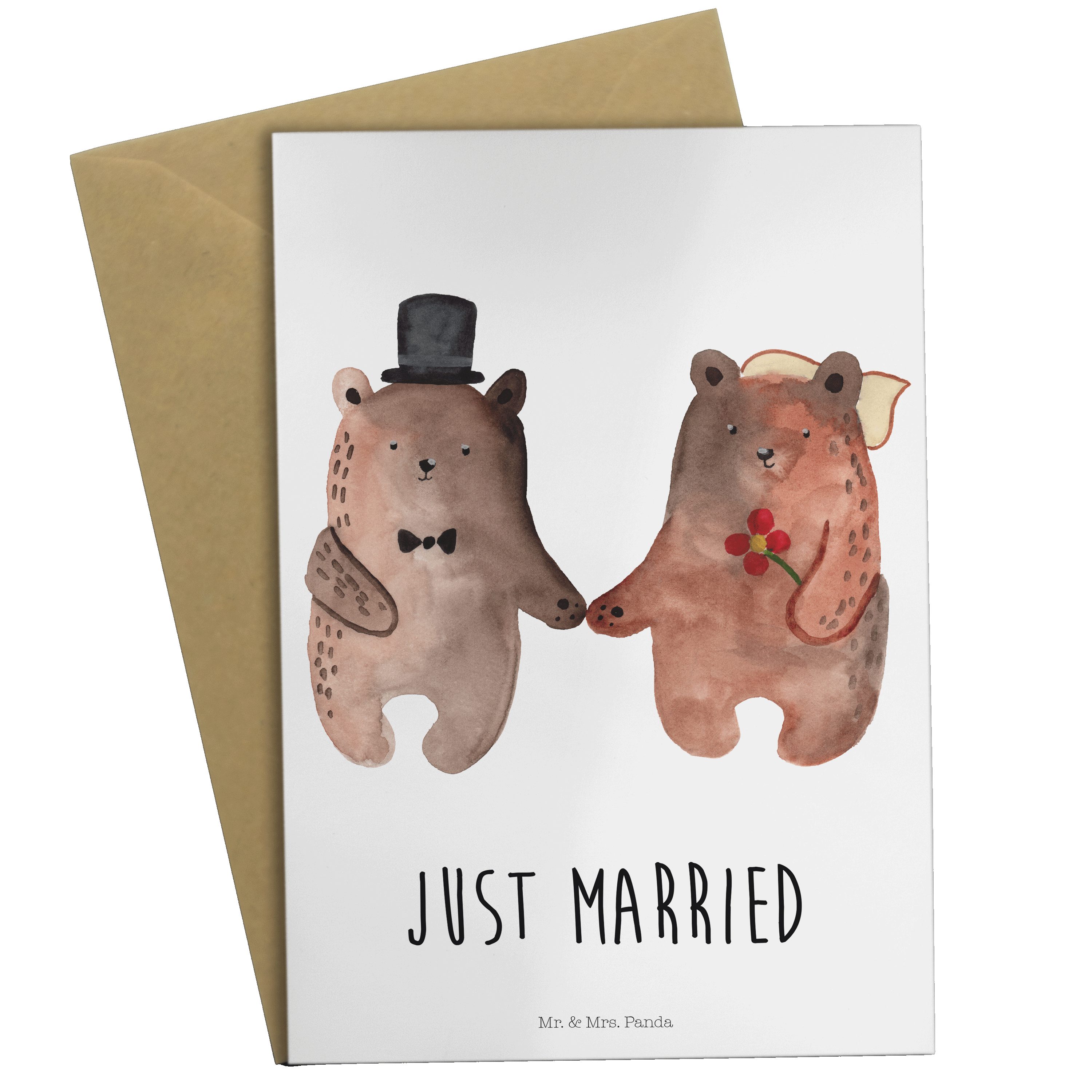 Mr. & Mrs. Panda Grußkarte Bär Heirat - Weiß - Geschenk, Bär Verheiratet Heirate Heirat Hochzeit