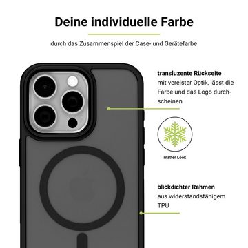 Artwizz Smartphone-Hülle IcedClip +CHARGE, Stoßfestes Soft-Touch Case mit Ladefunktion, Schwarz, iPhone 15 Pro Max