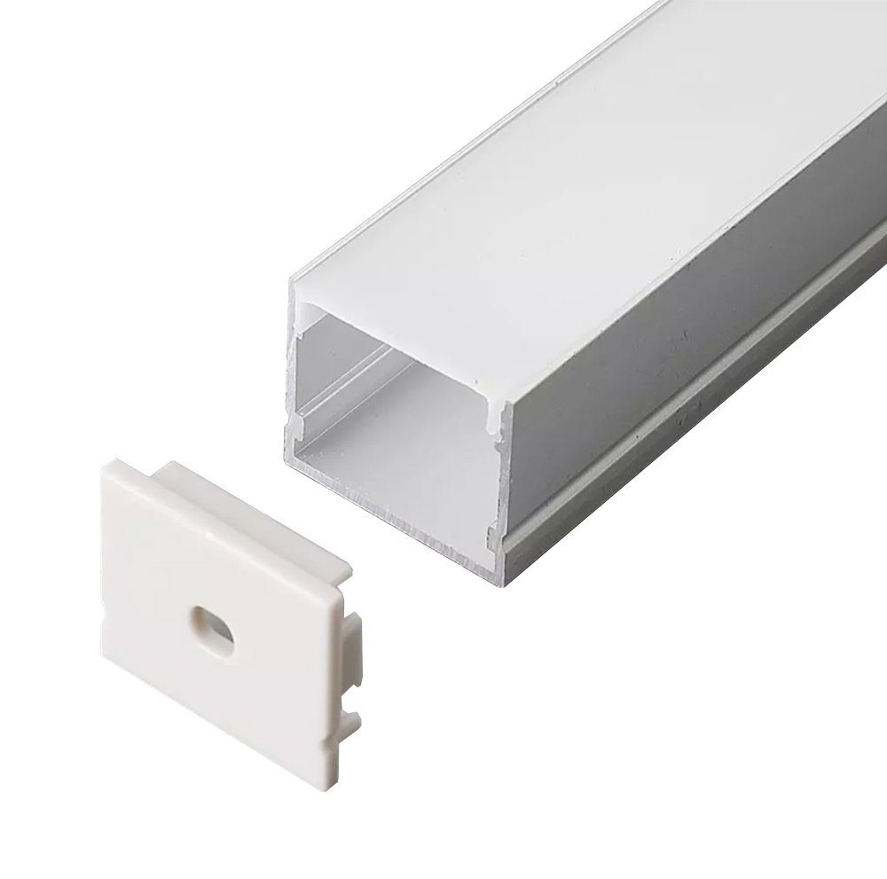 ENERGMiX LED-Stripe-Profil »2 Meter LED Schiene Aluminium  Deckenanbringung«, Profil Kanal LED Leiste für LED Strip Band Streifen  200cm inkl. Clips und Endkappen