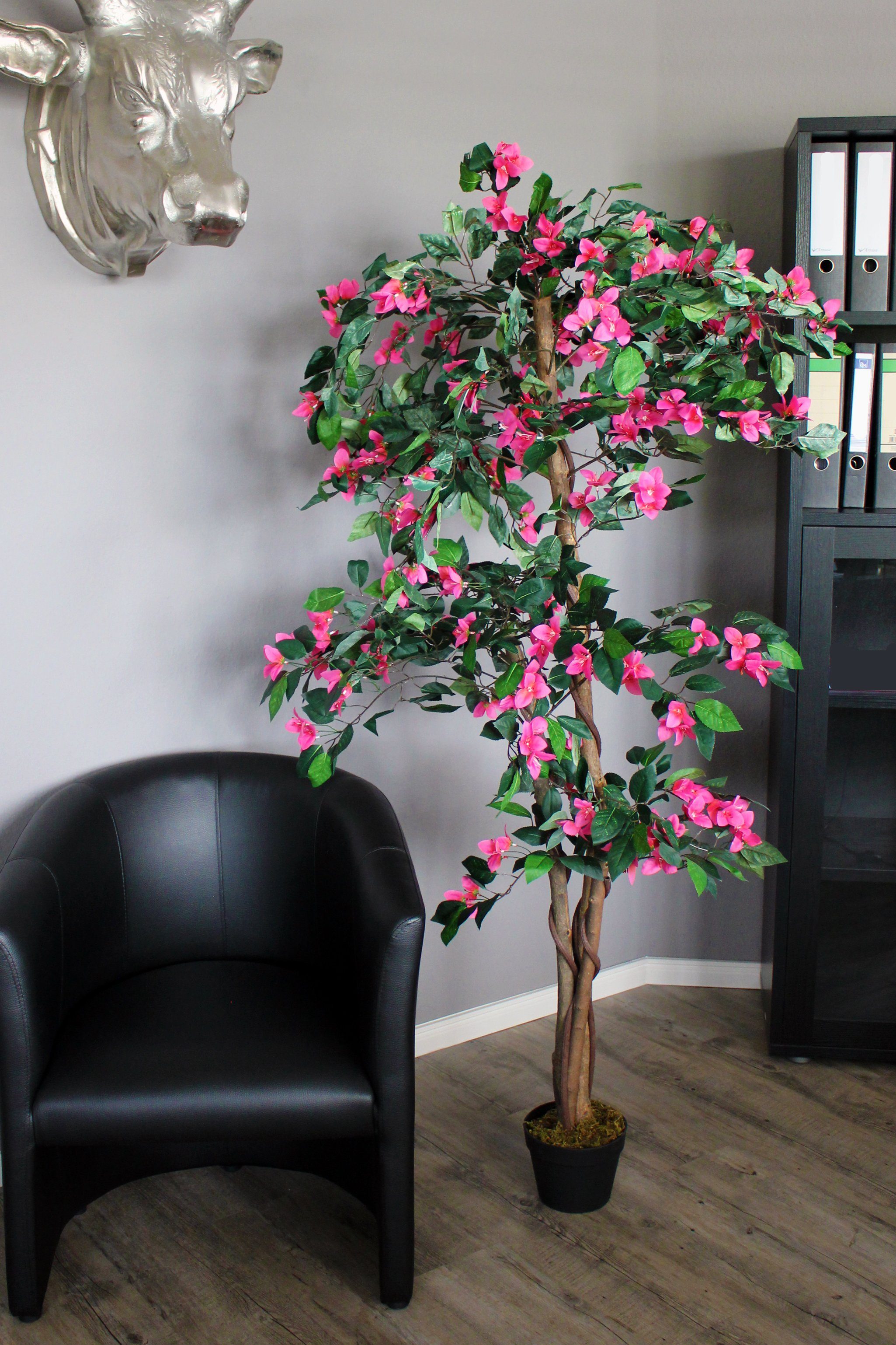 Rosa Rhododendron, Blütenbaum künstlicher Kunstbaum Arnusa, 170 Pflanze cm 170 cm Höhe Kunstpflanze