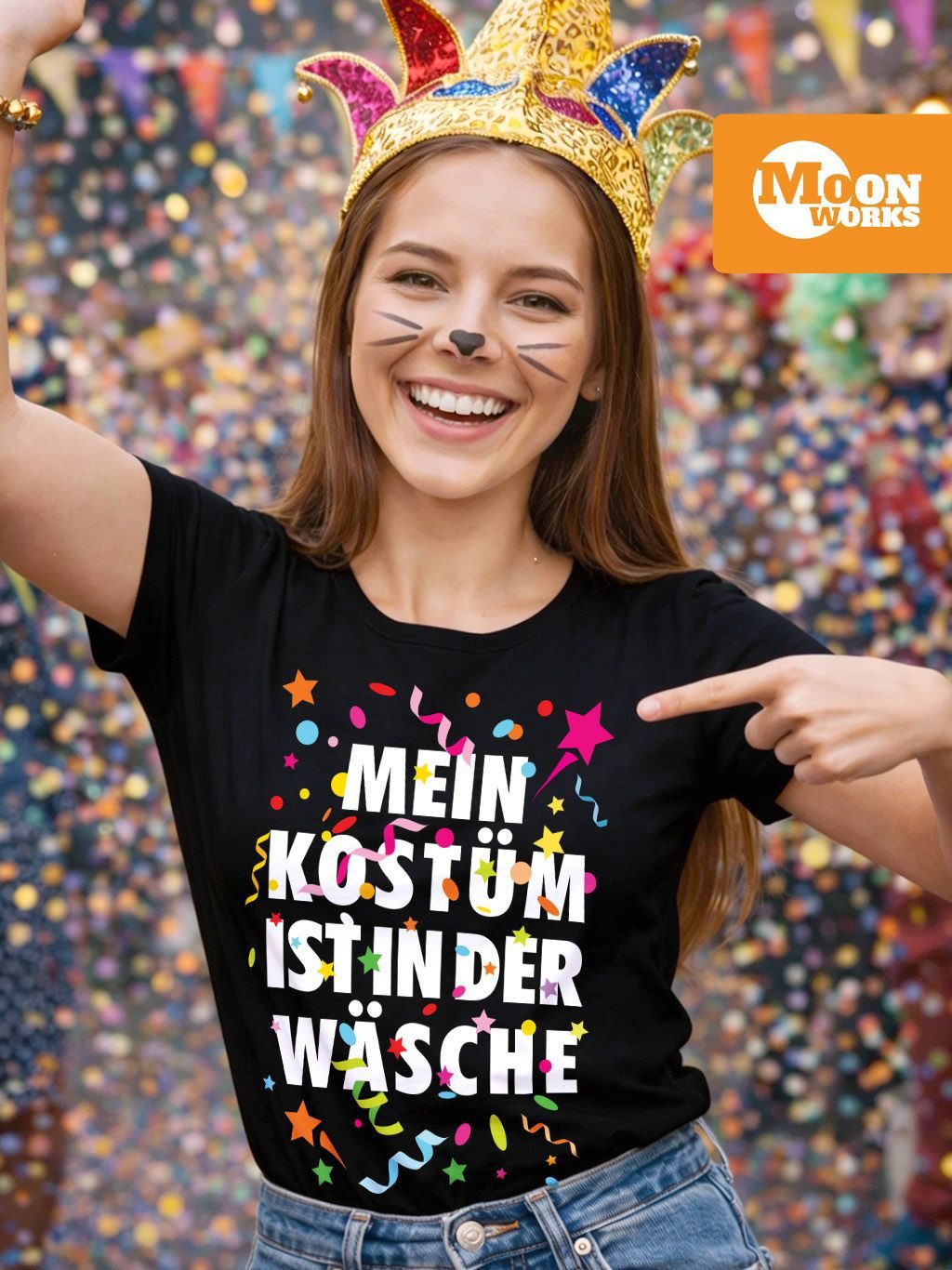 MoonWorks Print-Shirt Damen T-Shirt Fasching Karneval Kostüm Verkleidung La günstig online kaufen