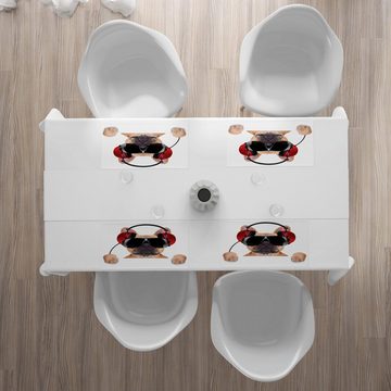 Platzset, Waschbare Stoff Esszimmer Küche Tischdekorations Digitaldruck, Abakuhaus, (4-teilig, 4 Teilig-St., Set aus 4x), Popstar-Party DJ Bulldog Musik