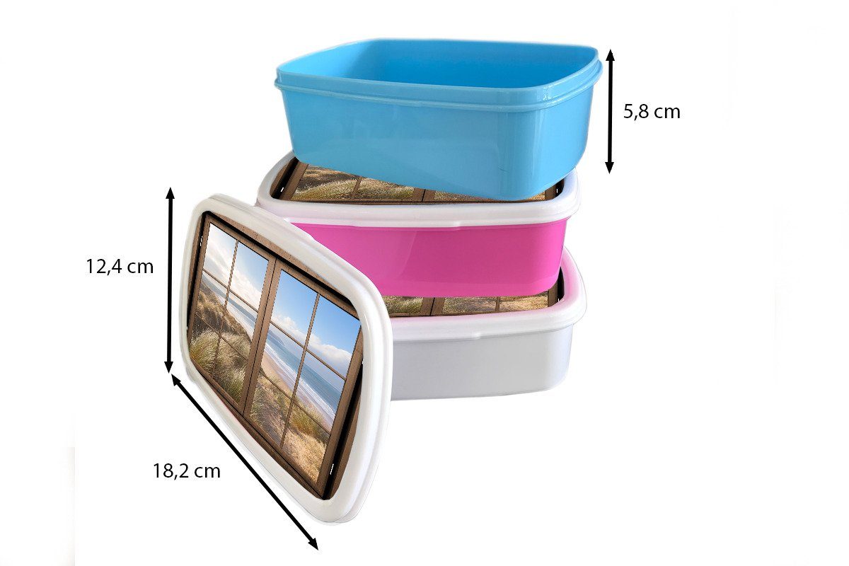 für Kunststoff, - und Kinder und weiß Brotbox Lunchbox Durchblick - (2-tlg), Strand Mädchen Jungs für Holz, Erwachsene, MuchoWow Brotdose,