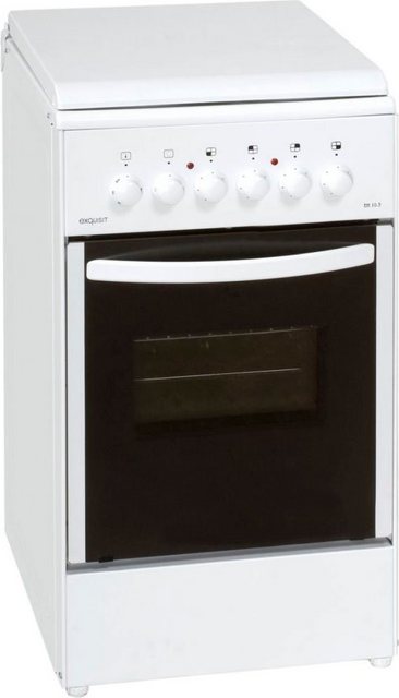 Exquisit Standherd EH 10.3 F2 | Elektro-Standherd | 50 cm | Masse-Kochfeld | 50 L Garraum | Inkl. Deckel | Weiß |
