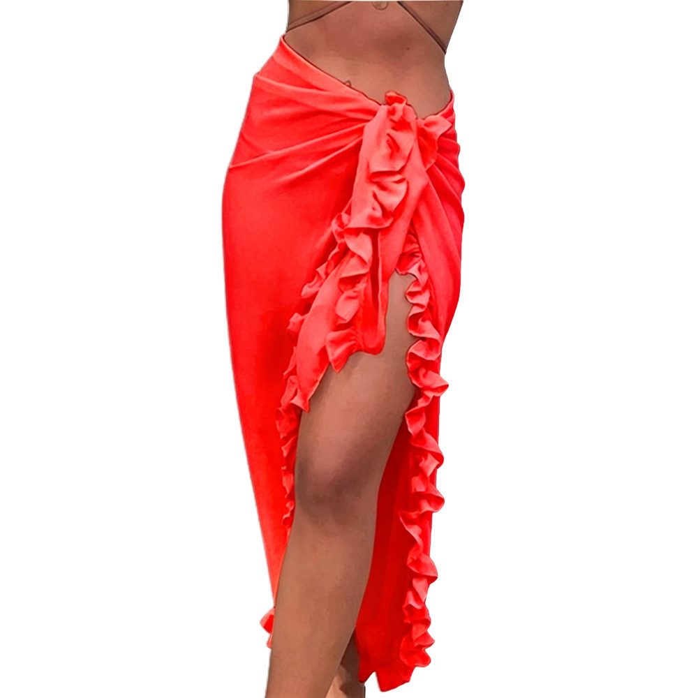 Oemmn Strandrock Damen Strand-Sarong aus – leichtes, Wickelkleid, Strandkleid halbtransparentes Strandtuch und Wickelrock, bikini tuch