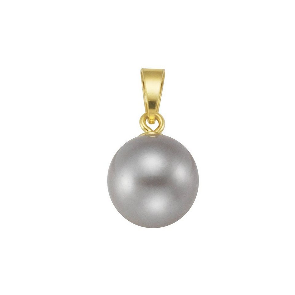 Vivance Kettenanhänger 925/- Sterling Silber vergoldet Perle grau