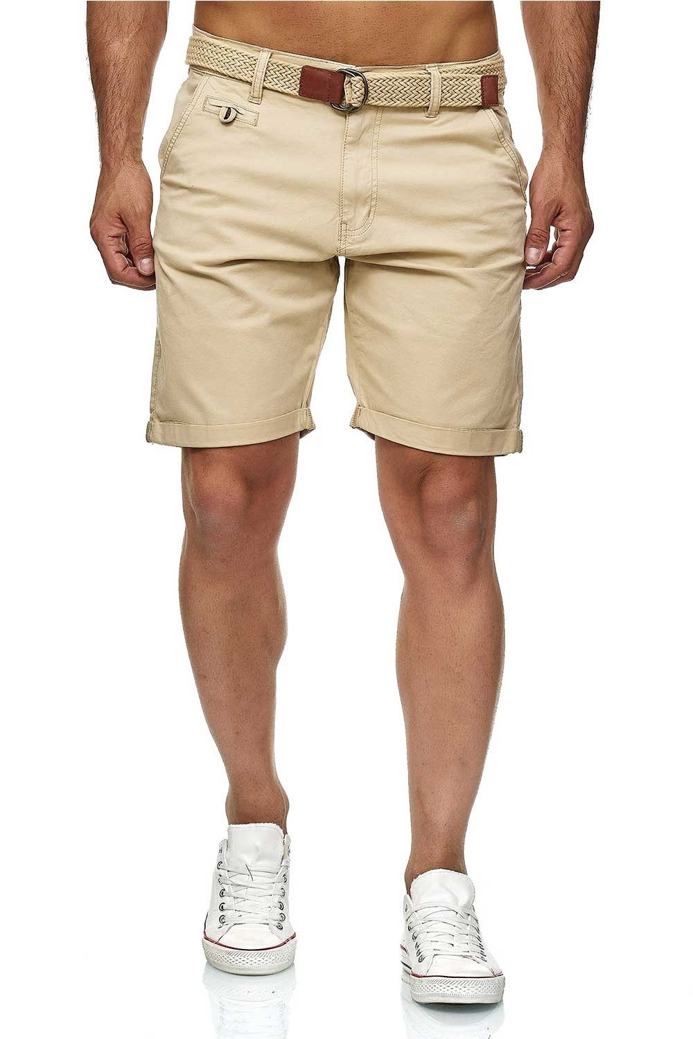 Indicode Shorts Herren kurze Hose mit Gürtel - Conor - Aus Baumwolle - Regu günstig online kaufen