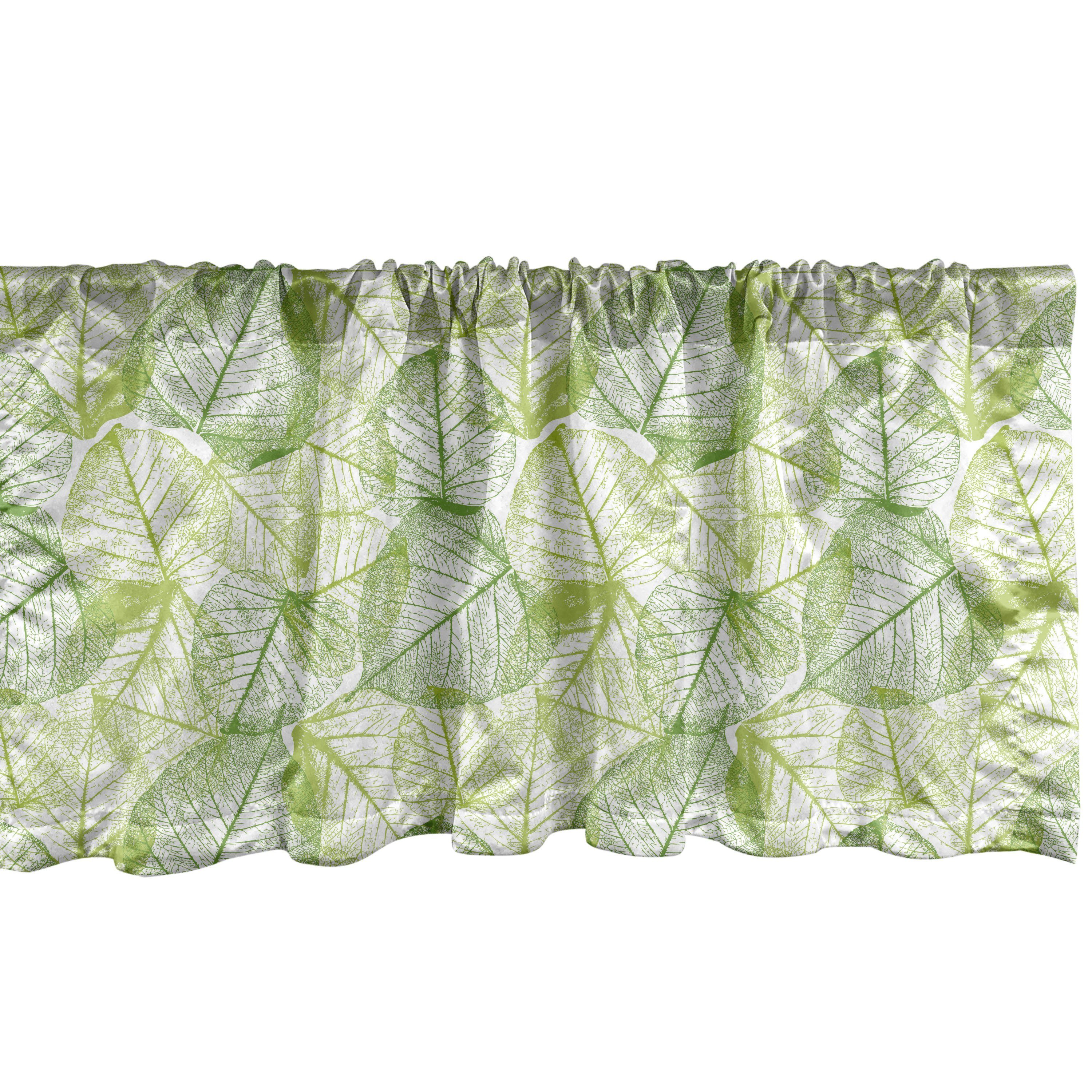 Vorhang Abakuhaus, Dekor Blätter Stangentasche, Schlafzimmer Volant mit Microfaser, für Motive Abstrakte Pflanzen Scheibengardine Küche