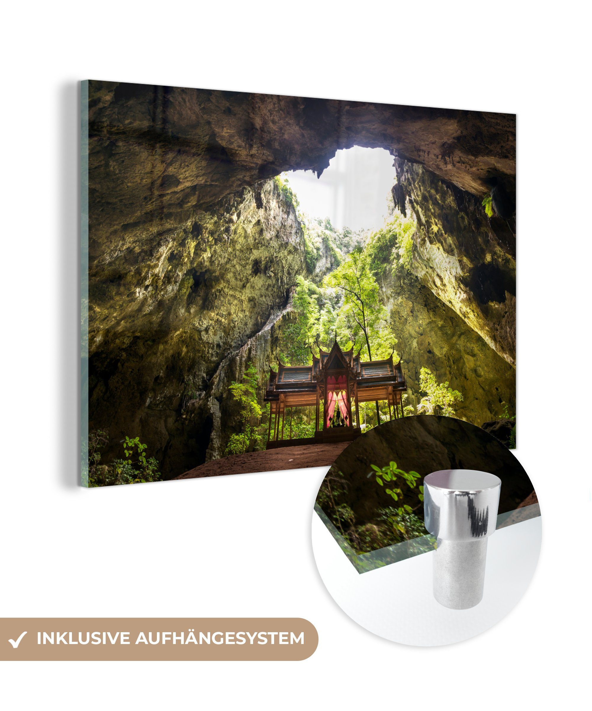 MuchoWow Acrylglasbild Sonnenlicht durch das Dach der Phraya-Nakhon-Höhle in Thailand, (1 St), Acrylglasbilder Wohnzimmer & Schlafzimmer