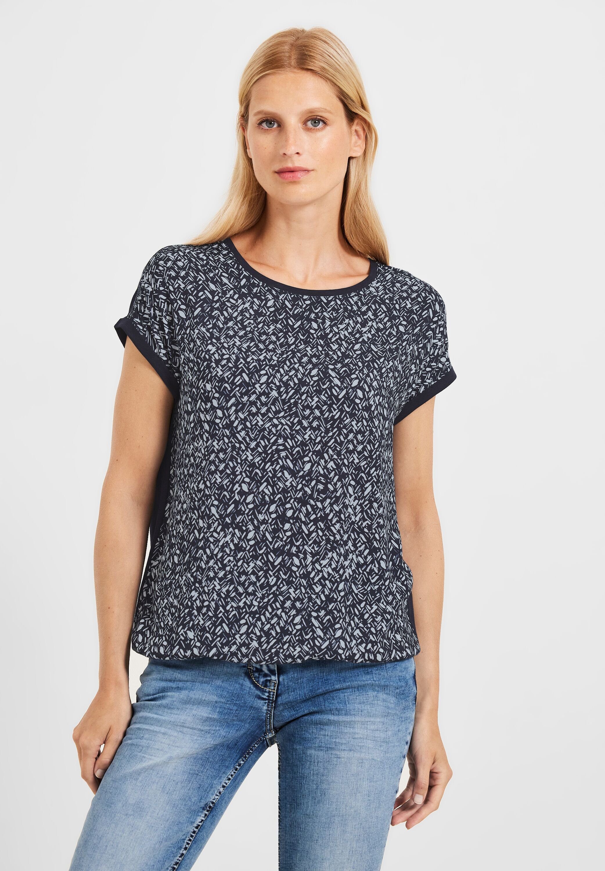 Cecil T-Shirt mit Minimal Muster night sky blue