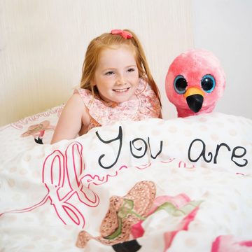 Bettwäsche Renforcé Bettwäsche 135x200 cm You are Flamazing Pink, Little Monster, Baumwolle, 2 teilig, kinderbettwäsche 135x200 kinder bettwäsche 135x200 flamingo bettwäsche