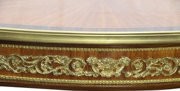 Casa Padrino Beistelltisch Luxus Barock Beistelltisch Mahagoni Intarsien mit Messingapplikationen 90 x 53 x H77 cm