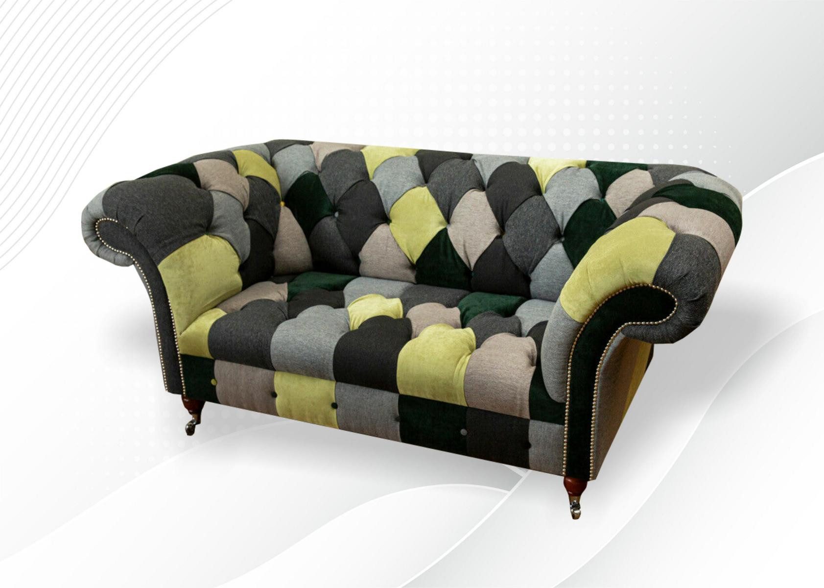 JVmoebel Chesterfield-Sofa Buntes Chesterfield-Sofa aus Leder und Samtvelours, Packung, Made in Europa