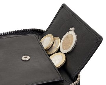 Brown Bear Geldbörse Modell Billy - mit umlaufendem Reißverschluss, mit 8 Kartenfächern, 4 Steckfächern und RFID Schutz Schwarz