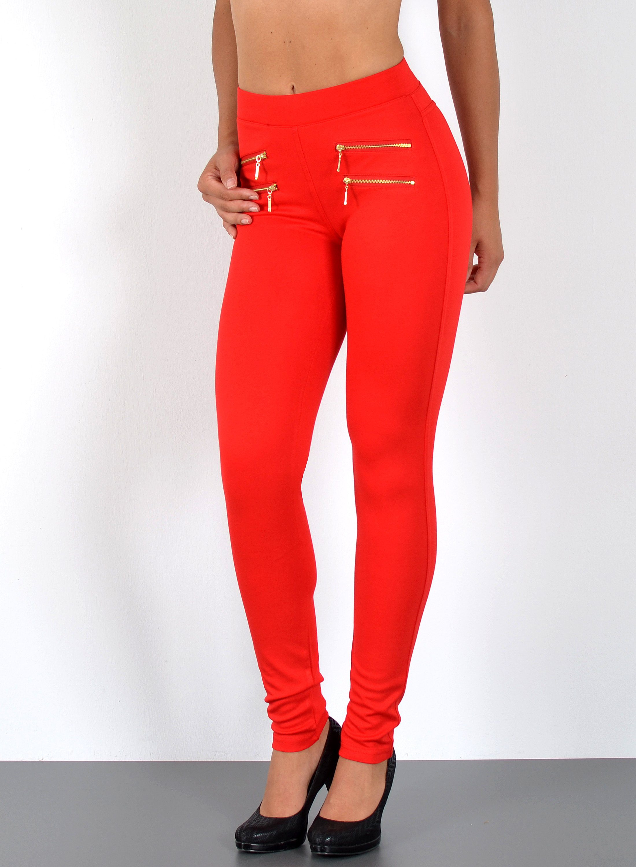 ESRA Stretch-Hose Sehr enge Damen Treggings Hose Gummi-Bund Stretch Hose J1 günstig online kaufen