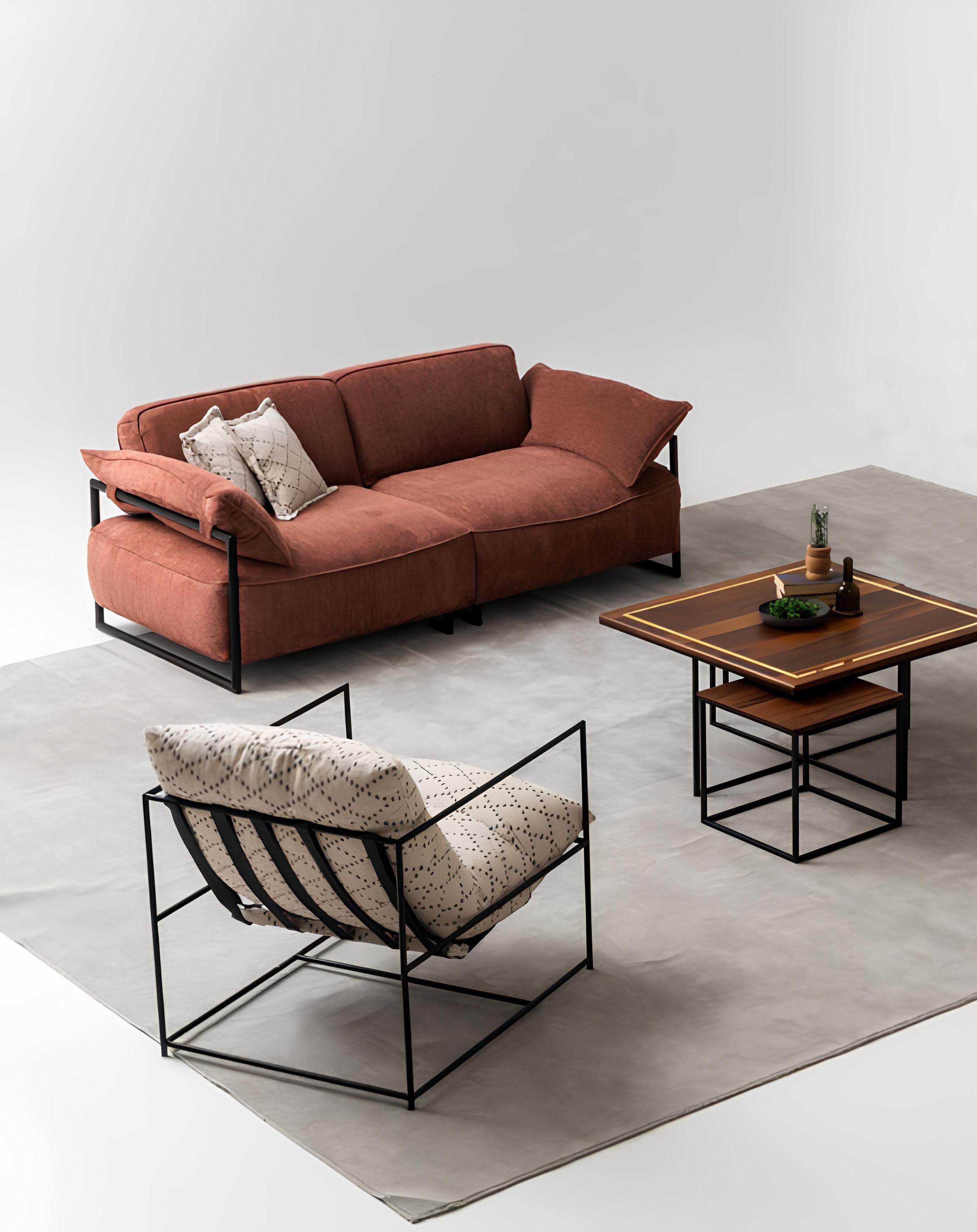 Xlmoebel Sofa Lounge Luxus-Sofa aus rosa Stoff für das Wohnzimmer, 1 Teile, 1 Teile, Hergestellt in Europa