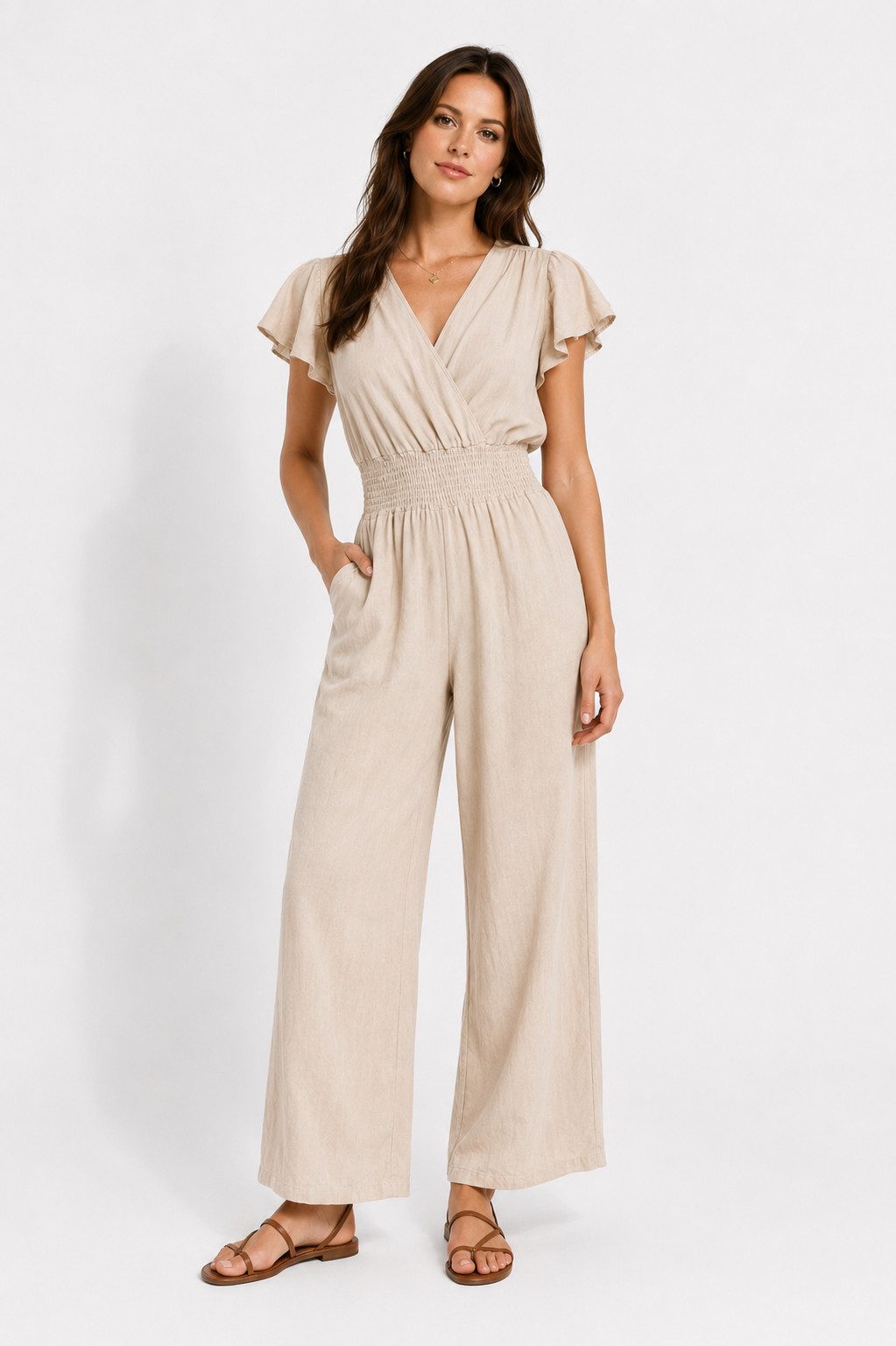 ITALY VIBES Jumpsuit - sommerlicher Overall für Damen mit Smokbund - luftiger Einteiler