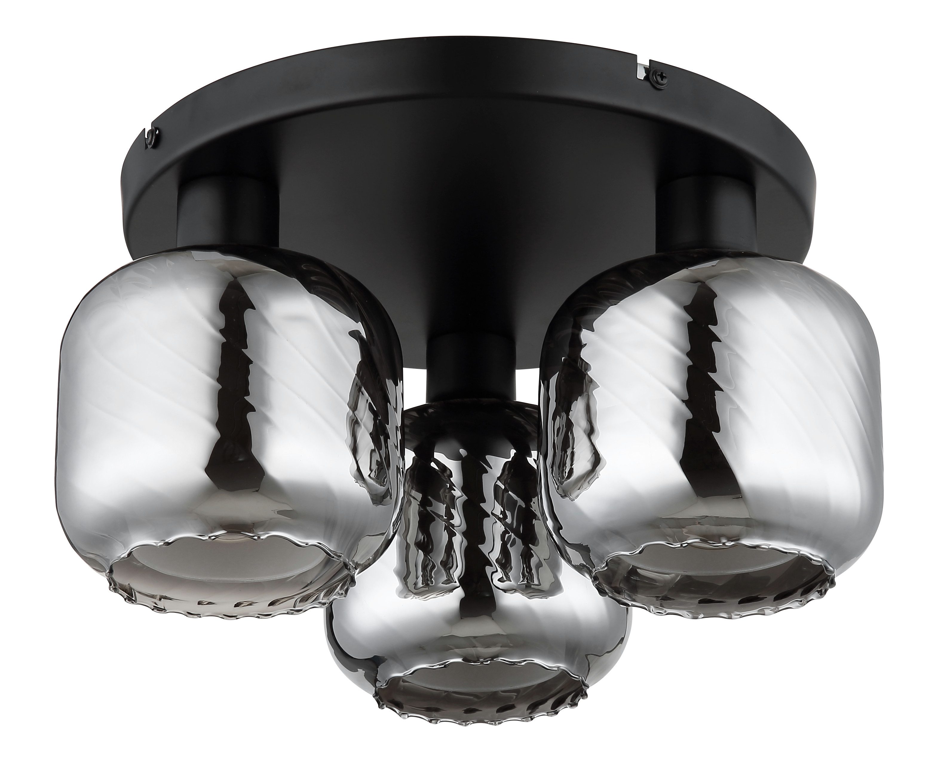 GLOBO LIGHTING Deckenleuchte XIA, ohne Leuchtmittel, Deckenlampe/Metall/Glas rauchfarben/Wohnzimmer/Flur