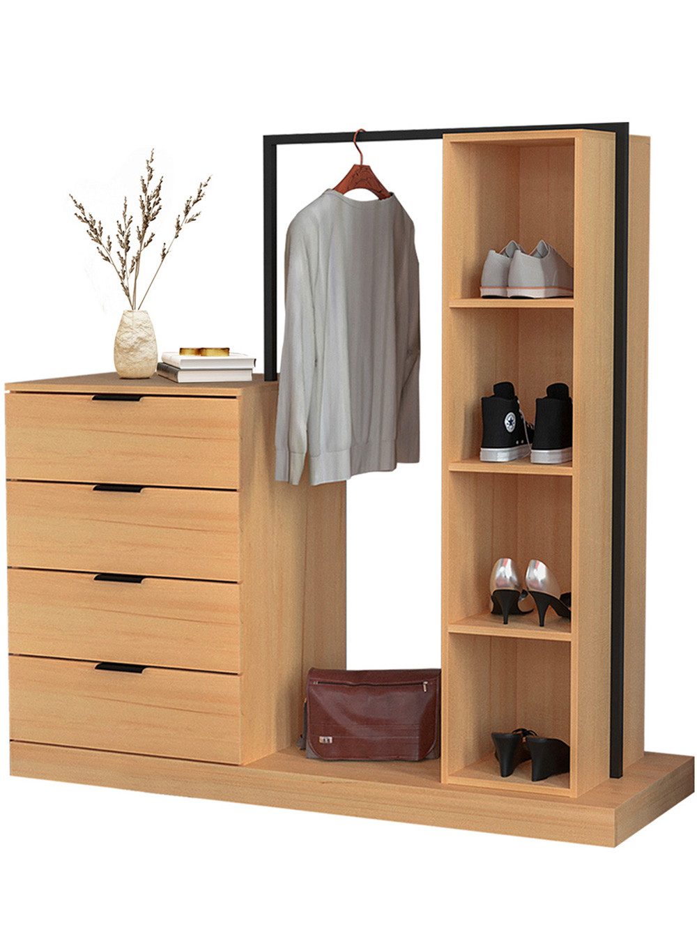 WAOHO Garderoben-Set Schubladenkommode mit Kleiderstange, Garderobenständer günstig online kaufen