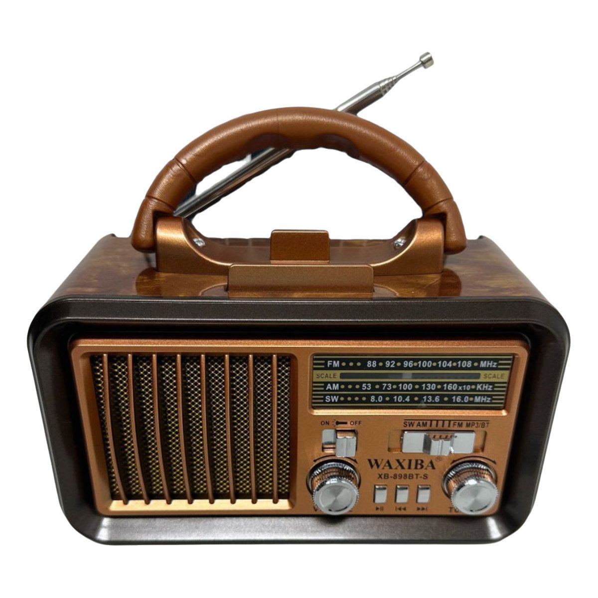 Losmann Bluetooth Radio Band FM/AM/SW mit USB/SD MP3 Player Akku +Taschenlampe Retro-Radio