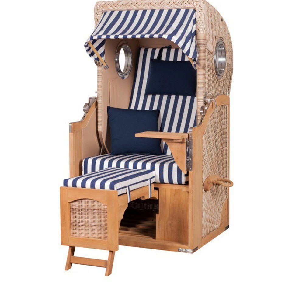 bene living Strandkorb »Strandkorb Ammersee Single Teak Bullauge PE