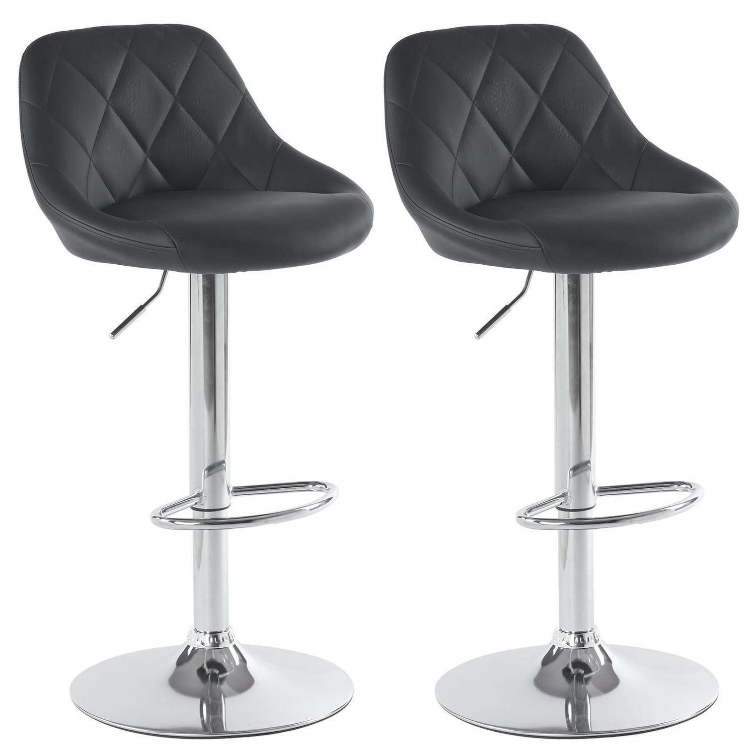 LuxusKollektion Barhocker Barhocker 2er Set höhenverstellbar drehbar PU(Stil 1) Schwarz