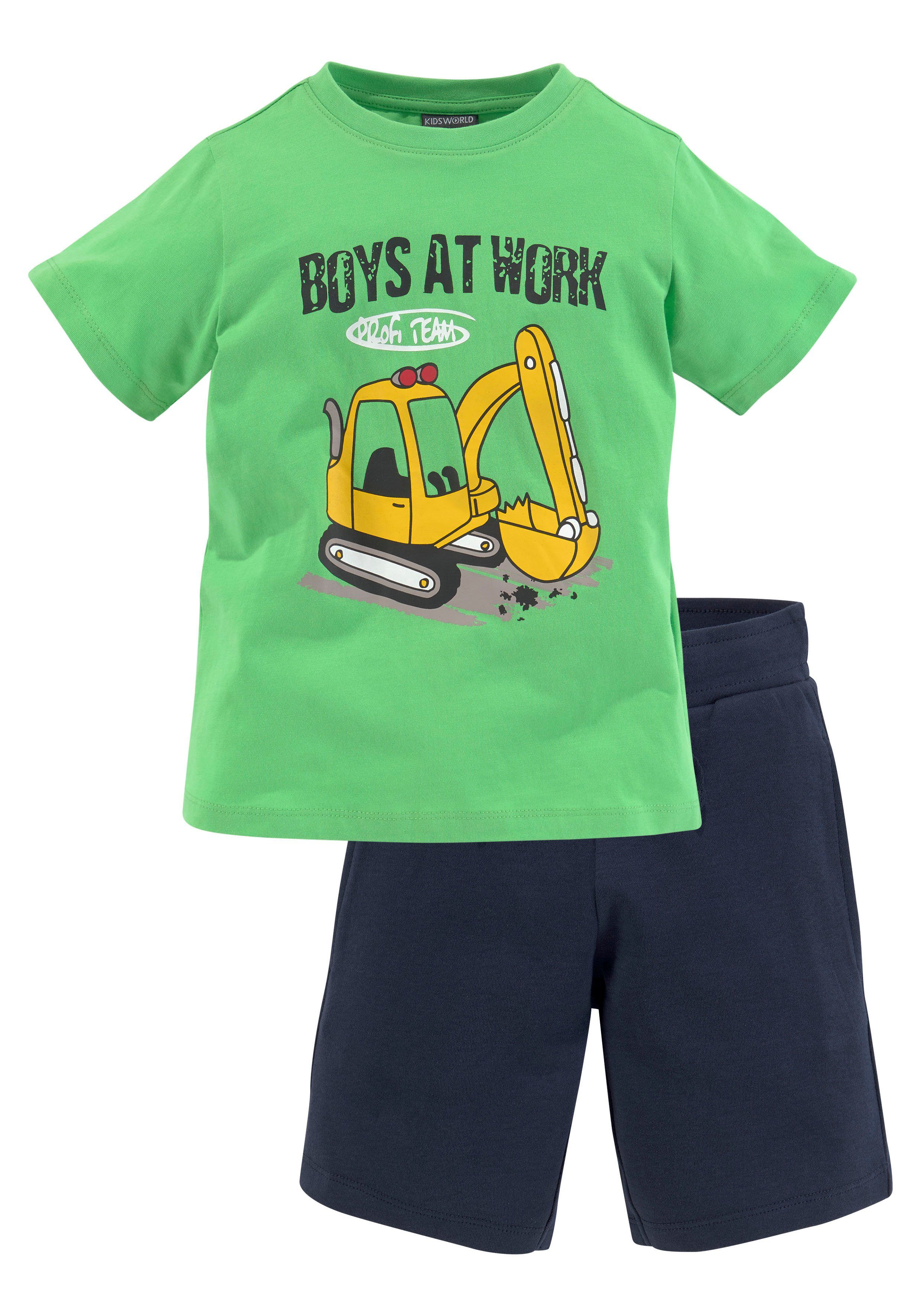 KIDSWORLD Shirt & Shorts (Spar-Set, 2-tlg., T-Shirt+Sweatbermudas) BOYS AT WORK | Shirt-Sets