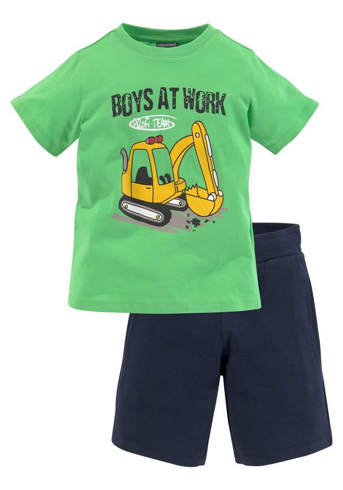 KIDSWORLD Shirt & Shorts (Spar-Set, 2-tlg., T-Shirt+Sweatbermudas) BOYS AT  WORK | Erstausstattungspakete