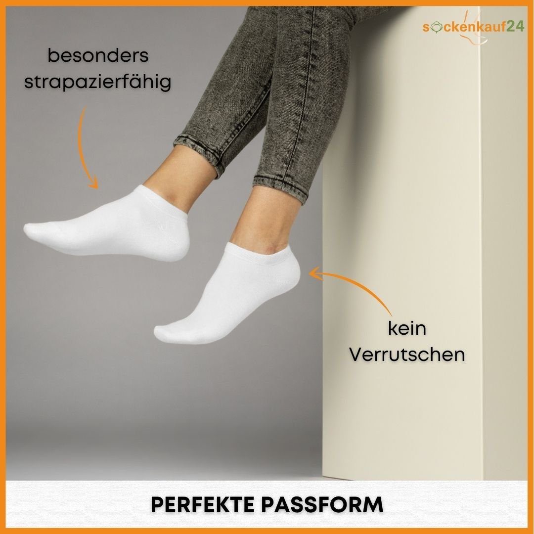 Damen WP Socken 39-42) 10 ohne 70102T & Naht Premium Baumwolle Sneaker sockenkauf24 (Exclusive aus Herren Paar (5xSchw/5xWeiß, Sneakersocken - gekämmter Line) drückende