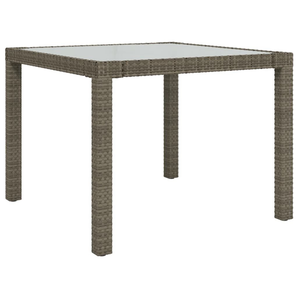 vidaXL Gartentisch 90 x 90 x 75 cm Gartentisch 90x90x75 cm Gehärtetes Glas Polyrattan Gra