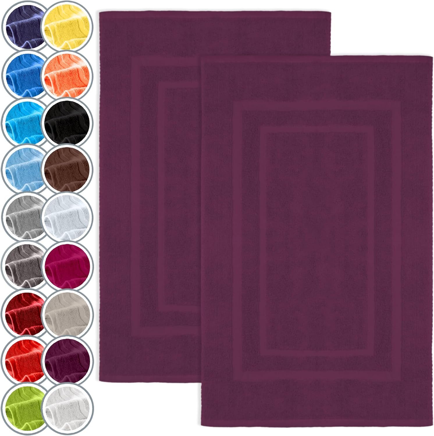 NatureMark Badematte 2er-Set Badvorleger 50x80cm, strapazierfähig, Baumwolle, rechteckig, Badematte 2-tlg., Duschmatte Duschvorleger, Premium Qualität, 50x80cm, Lila