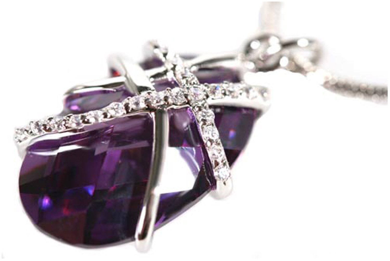 Le Bijou Kette mit Anhänger Glimmer Jewels, ovaler Zirkonia-Anhänger mit Kette mit Markenkristallen
