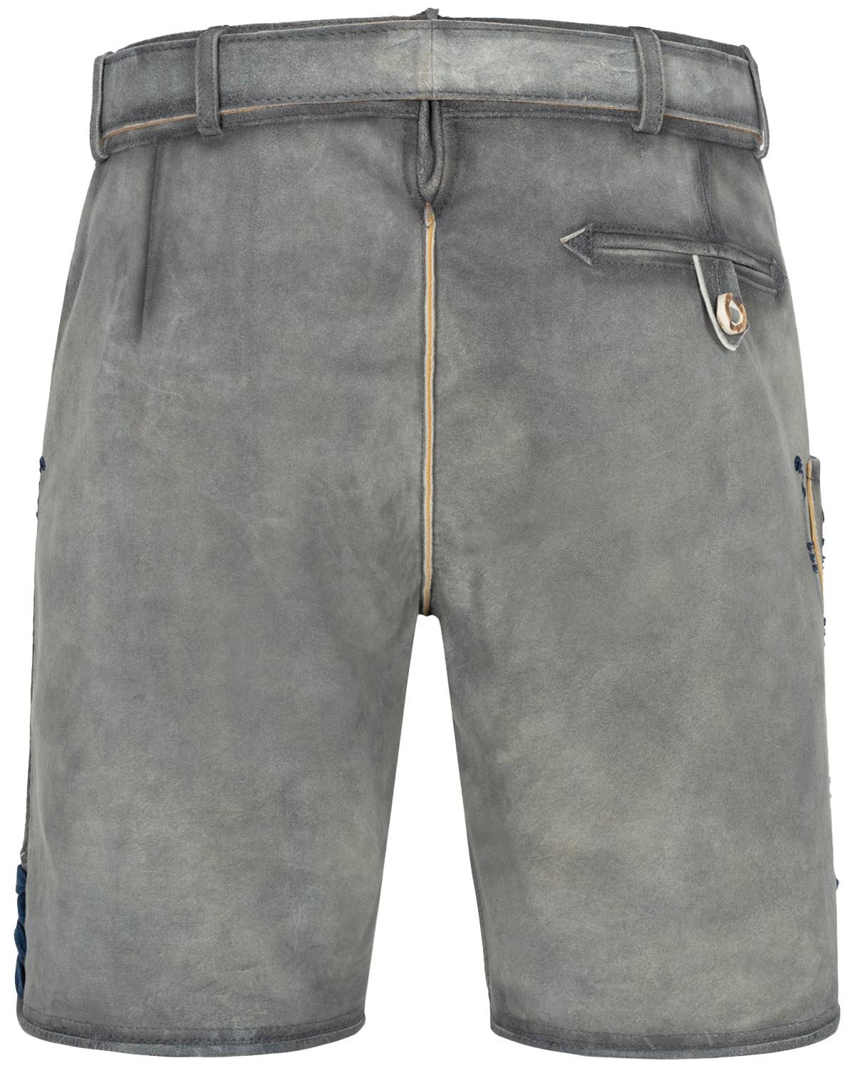 KRÜGER BUAM Trachtenlederhose Kurze Lederhose 'Graham' mit Gürtel 961567, Grau B