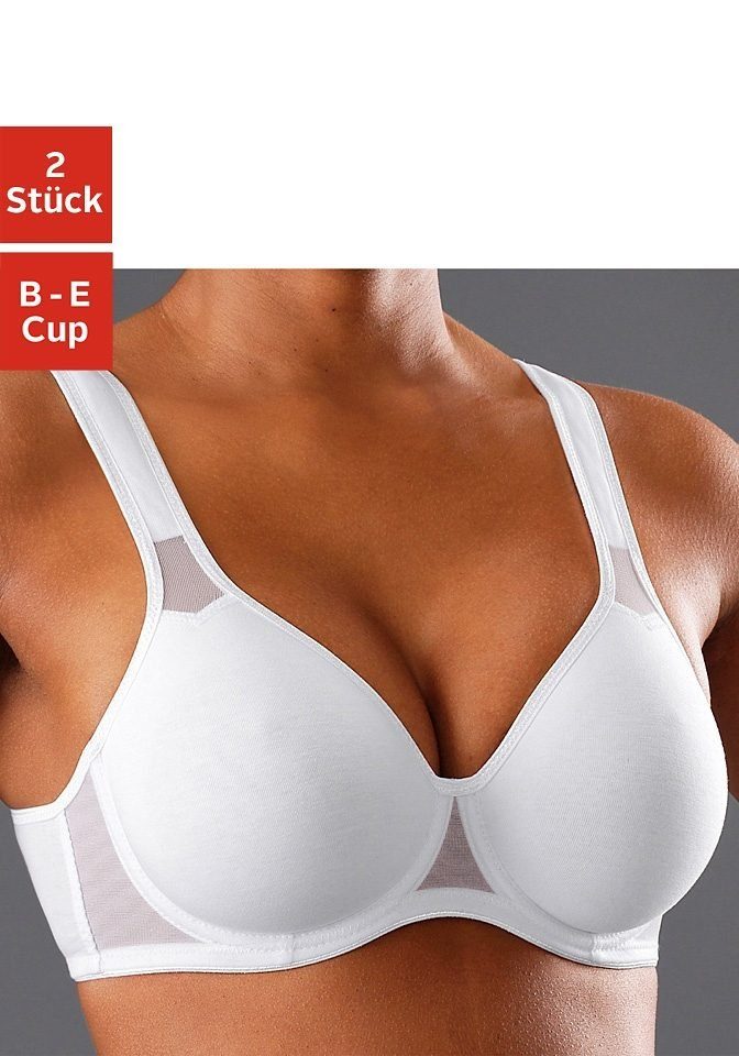 petite fleur by Lascana T-Shirt-BH (Packung, 2 Stück) mit Bügel & Netzeinsätzen, aus Baumwolle – auch ideal für große Größen
