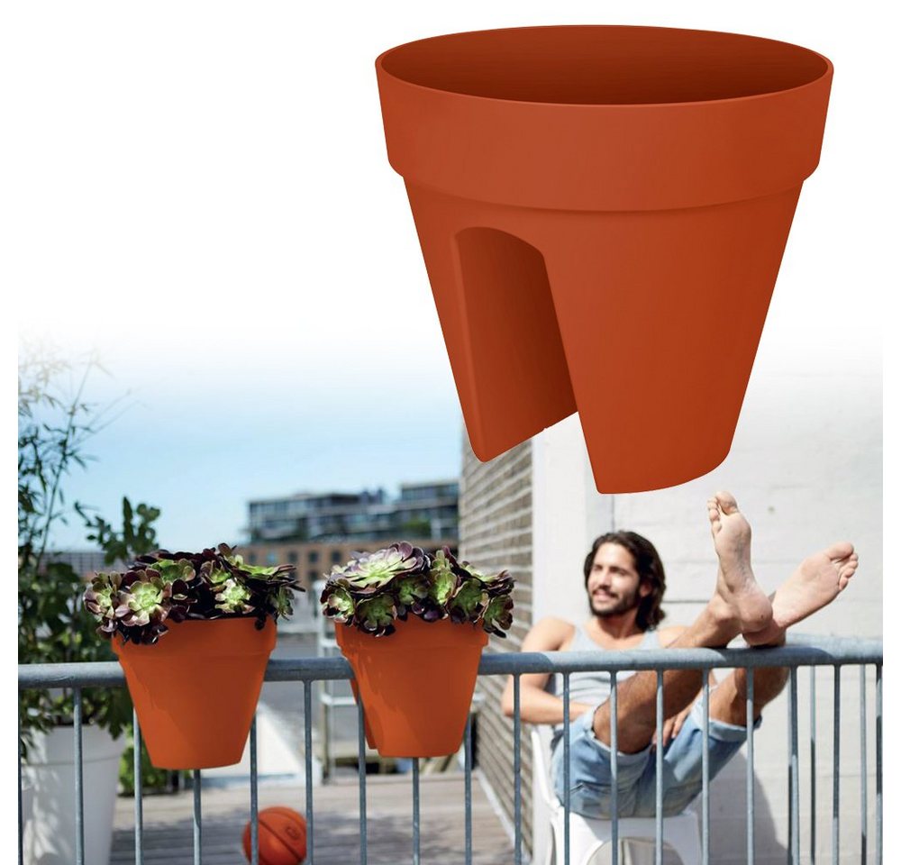 Thumbnail - Elho Blumenkasten (1 St), Blumentopf loft urban Balkonhalterung 28x25cm Überlaufrohre Rund