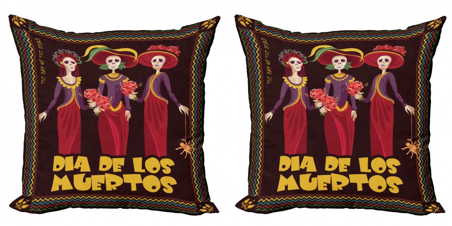 Kissenbezüge Modern Accent Doppelseitiger Digitaldruck, Abakuhaus (2 Stück), Dia De Los Muertos Skeleton Frauen