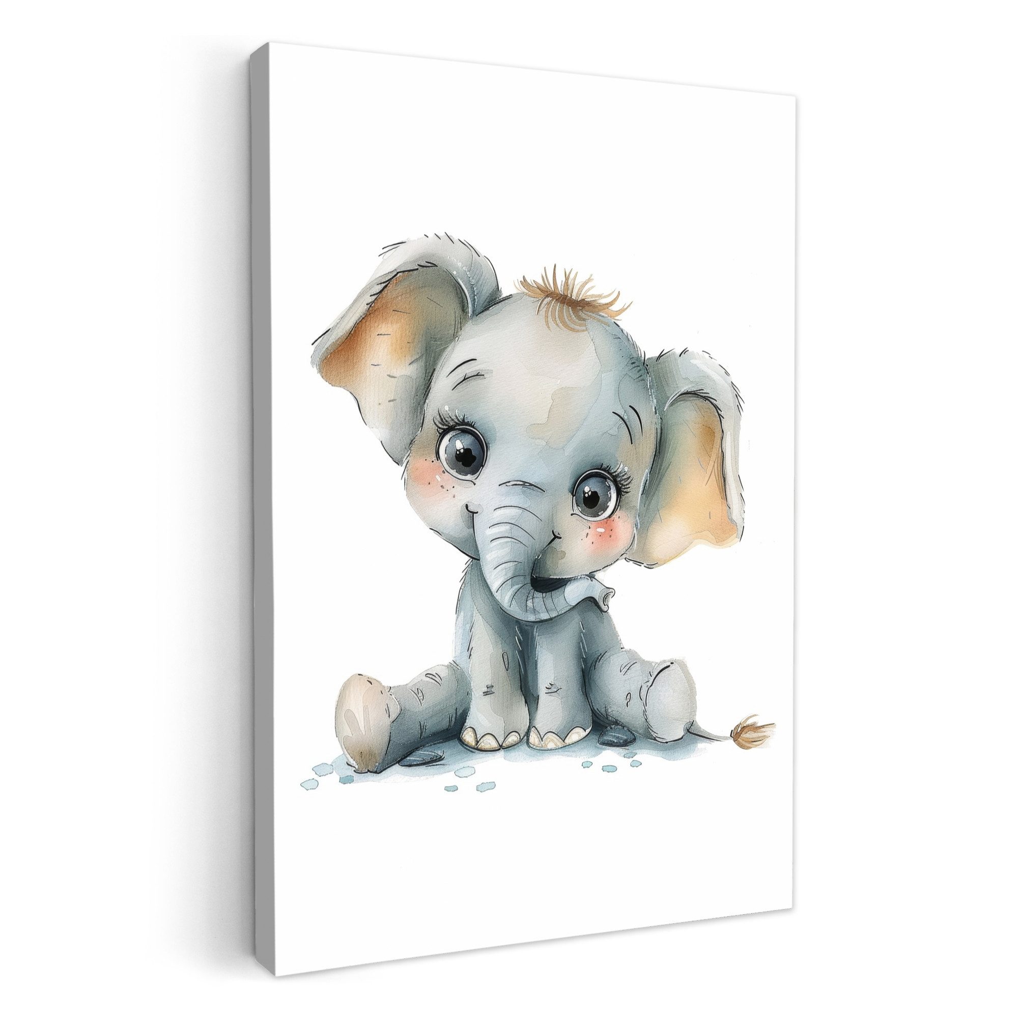 OneMillionCanvasses® Leinwandbild Elefant - Tierbaby, Fotodruck (1 St), Kinderzimmer Deko, Mädchen und Jungen Bilder 20x30 cm