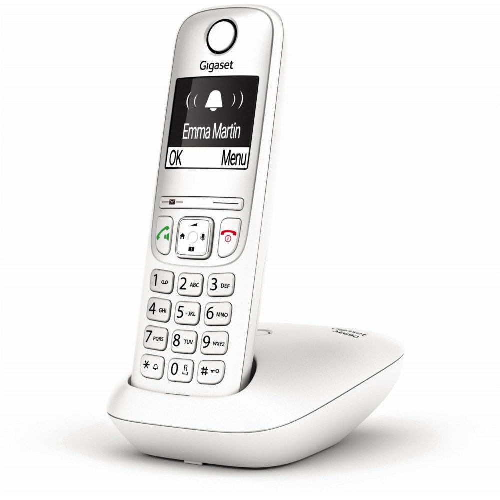 Gigaset Gigaset AE690 schnurlostelefon in elegantem Weiß. Schnurloses DECT-Telefon (Digital-DECT/GAP Standard)