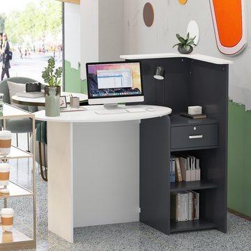 FUFU&GAGA Empfangstheke Rezeptionstheken Rezeption Schreibtisch Weiß und Dunkelgrau,121cm