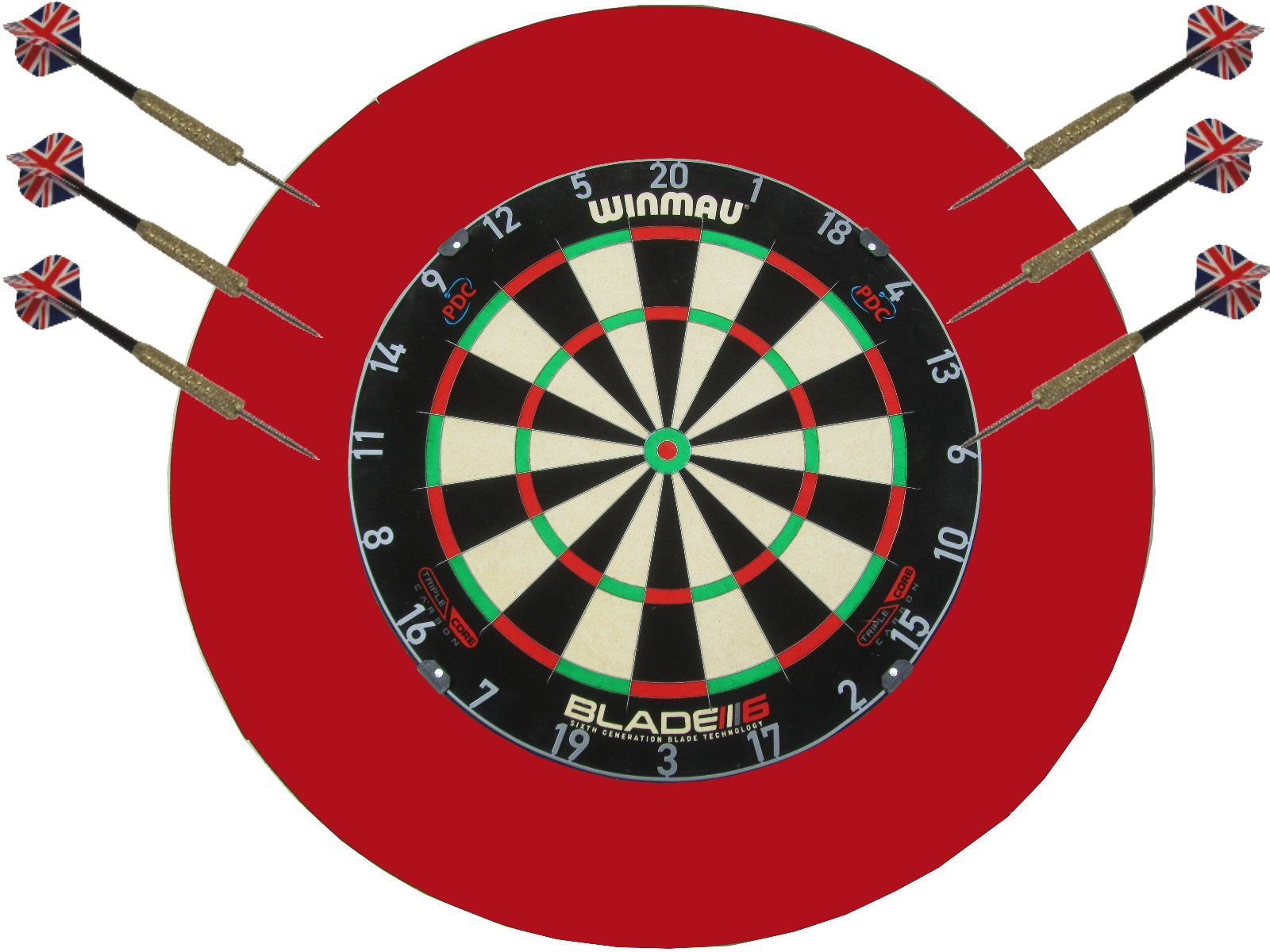 Dartscheibe Winmau Blade 6 Triple Core PDC Carbon Surround rot Dartpfeile