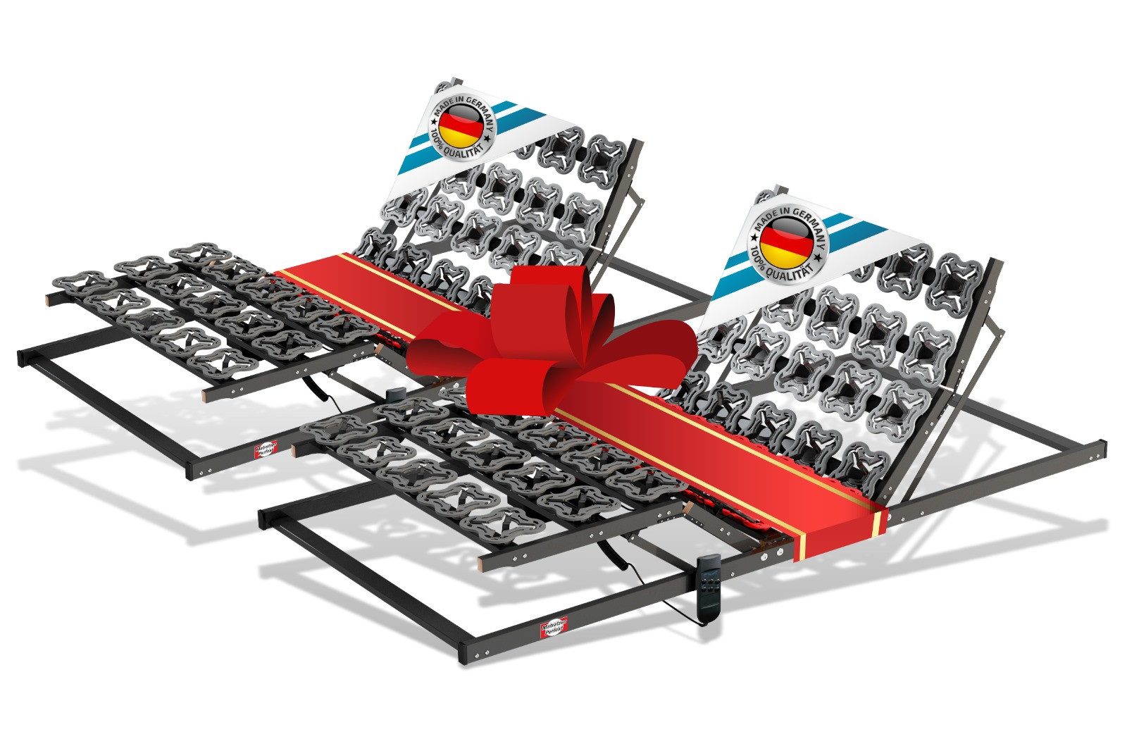 Tellerlattenrost mit Motor,elektrisch Teller Lattenrost EXTRA STABIL bis 300 Kg belastbar, Matratzen Perfekt, Kopfteil Elektrisch, Fußteil Elektrisch, Notabsenkung, verstellbarer Härte im Mittelbereich, 7 Zonen Tauschmudule