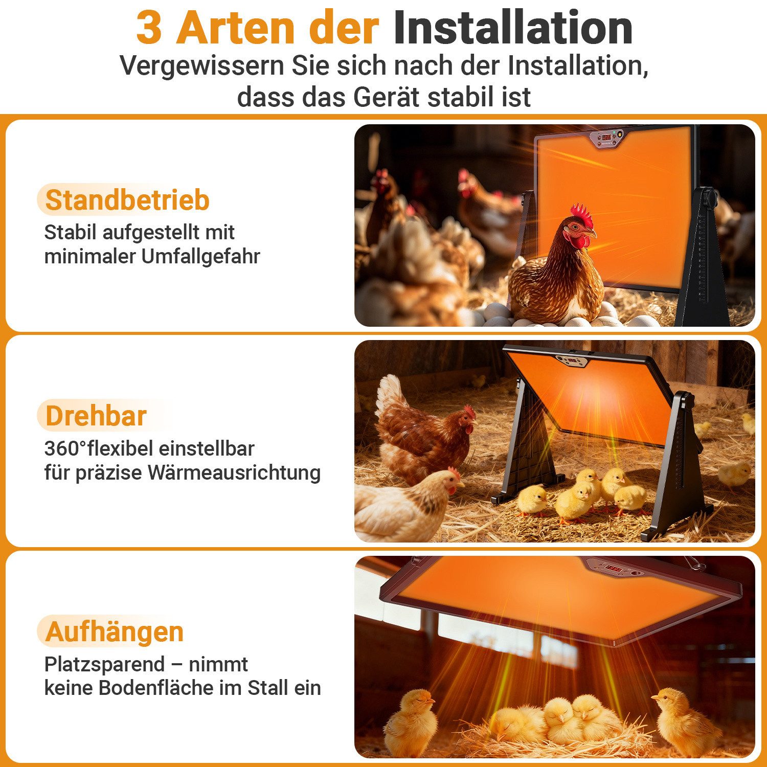 Clanmacy Hühnerstall Hühnerstall Heizplatte Wärmeplatte Küken 300W mit Thermostat Schwarz, für Haustiere Geflügel Küken Kätzchen Hühner Farm Frostschutz
