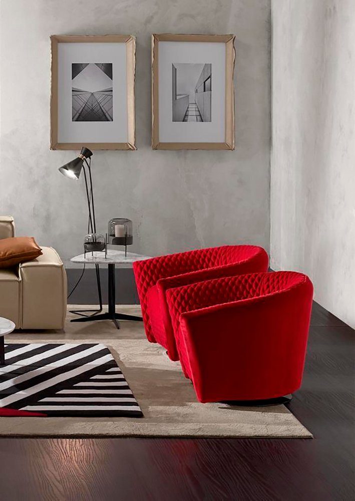 JVmoebel Sessel Sessel Sitz Sitzer Design Wohnzimmer Polster Holz Polster Moderne Grau (Sessel), Made in Europe Rot